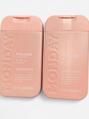 MONDAY Volume + Collagen Shampoo & Conditioner Set – Pink